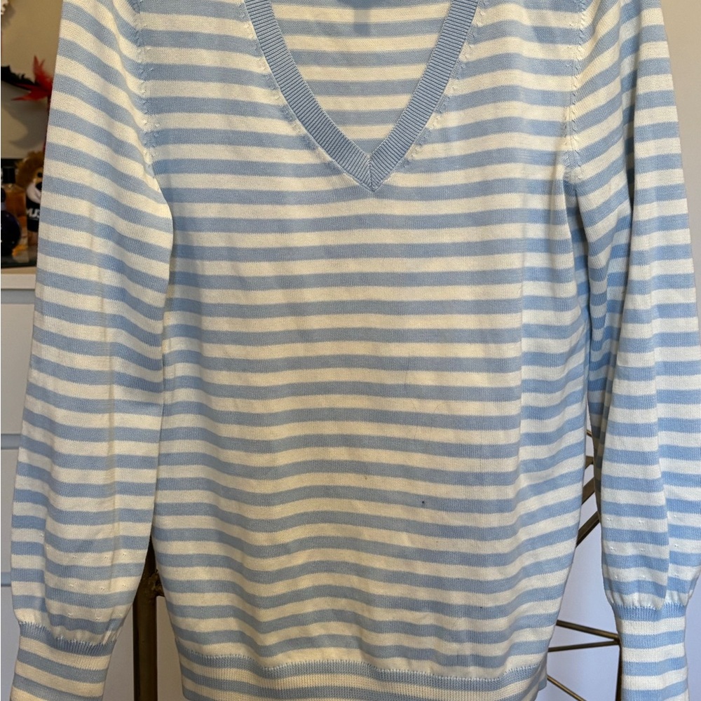 Striped Talbots 100% cotton V-Neck Sweater